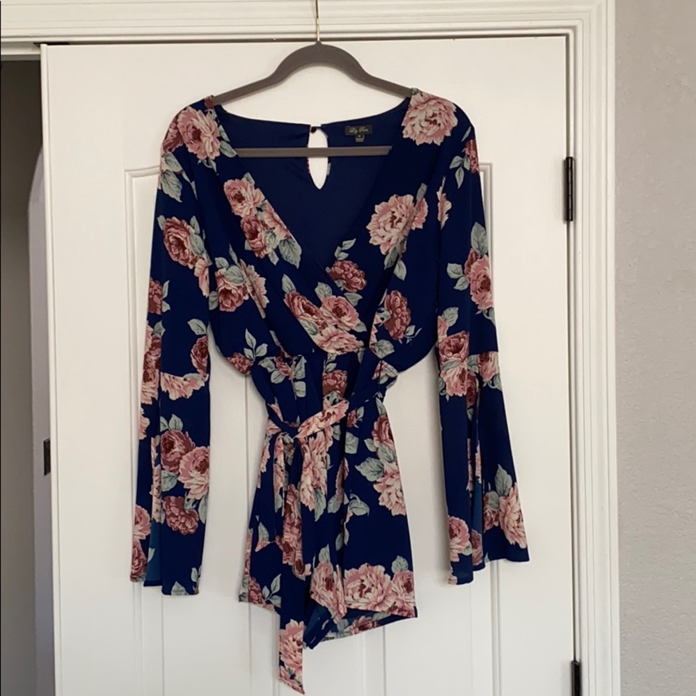 Navy floral romper